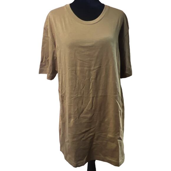 LAT Men's Short Sleeve Crew Neck Tee Shirt Top Large Coyote Brown 100% Cotton 1 - Picture 1 of 9
